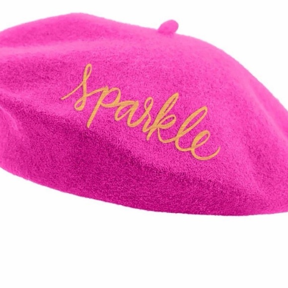 Pink 'Sparkle' Embroidered Wool Beret - Picture 5 of 7
